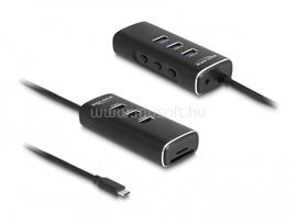DELOCK 3 portos USB 10 Gbps hub, SD és Micro-SD kártyaolvasóval USB Type-C , 60 cm hosszú kábellel és portokhoz tartozó kapcsolóval DL64234 small