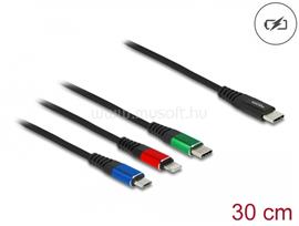 DELOCK 30 cm hosszú, USB töltő kábel 3 az 1 USB Type-C  apa Lightning -, Micro USB- és USB Type-C  csatlakozáshoz DL86820 small