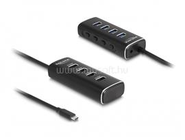 DELOCK 4 portos USB 10 Gbps hub USB Type-C , 60 cm hosszú kábellel és az egyes portokhoz tartozó kapcsolóval DL64233 small