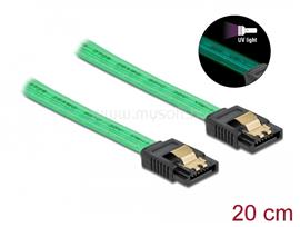 DELOCK 6 Gb/s SATA kábel UV fényhatással zöld színű, 20 cm DL82017 small