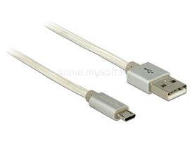 DELOCK adat és töltő kábel USB 2.0 A típus apa> USB 2.0 Micro-B textil árnyékolással, fehér DL83916 small