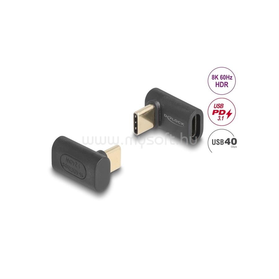 DELOCK Átalakító USB 40 Gbps Type-C male > female PD 3.1 240W 90 fokos 8K 60Hz