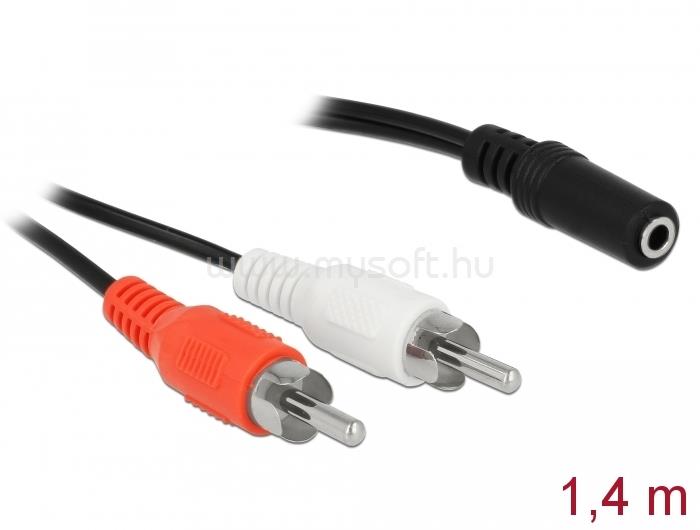 DELOCK Audio (Hang)kábel 2 x RCA apa   1 x 3,5 mm 3 tűs Sztereo Jack 1,4 m