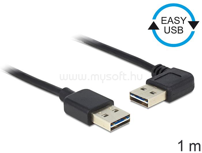 DELOCK EASY-USB 2.0-A apa > apa kábel, 90 -ban forgatott, 1 m