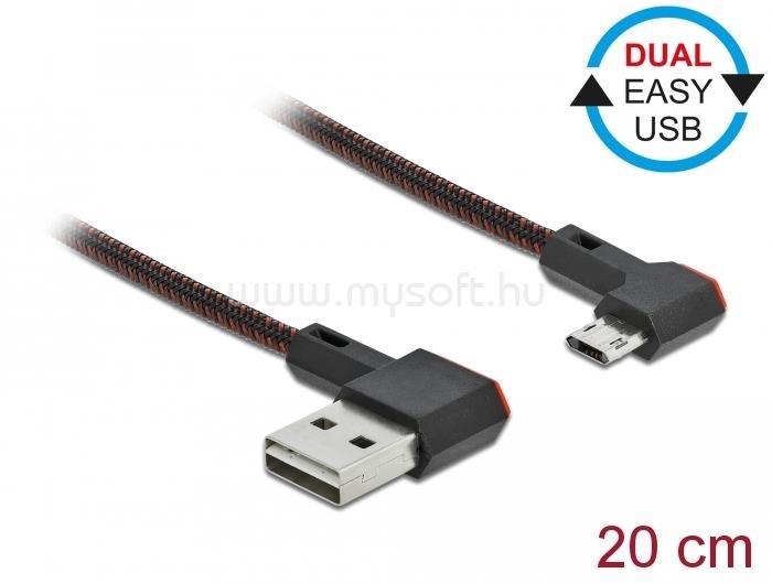 DELOCK EASY-USB 2.0 kábel A-típusú csatlakozódugó - EASY-USB Micro-B típusú csatlakozódugó, ívelt