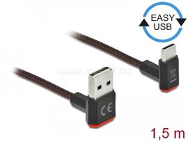 DELOCK EASY-USB 2.0 kábel A-típusú csatlakozódugó - USB Type-C  csatlakozódugó, ívelt felfelé / lefe DL85277 small