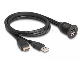 DELOCK HDMI-A kábel apa és A-típusú USB 2.0 apa - HDMI-A anya és A-típusú USB 2.0 anya 1m DL87880 small