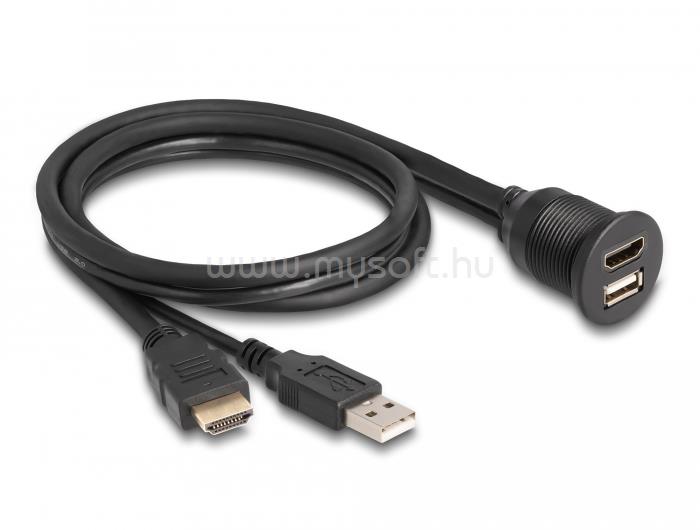 DELOCK HDMI-A kábel apa és A-típusú USB 2.0 apa - HDMI-A anya és A-típusú USB 2.0 anya 1m