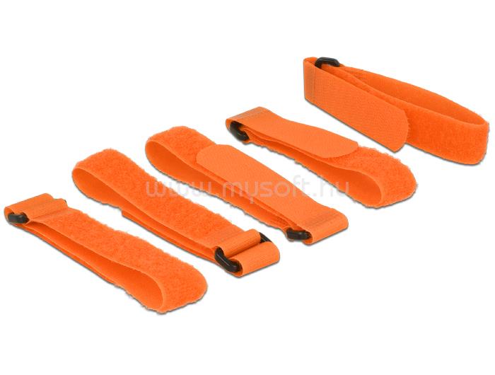 DELOCK Hurkolható rögzítők, 300 mm x 20 mm (H x Sz), 5 darab hurokkal, narancssárga
