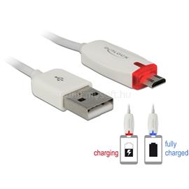 DELOCK Kábel - 83604 (USB-A 2.0 -> USB Micro-B, apa/apa, adat és töltőkábel LED visszajelzéssel, Fehér, 1m) DL83604 small