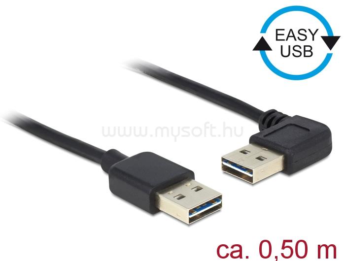 DELOCK Kábel, EASY-USB 2.0-s A- típusú csatlakozódugó > EASY-USB 2.0-s-A-típusú csatlakozódugó, ível