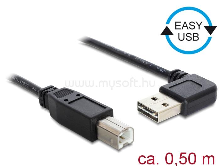 DELOCK Kábel, EASY-USB 2.0-s A- típusú csatlakozódugó, ívelt bal / jobb > USB 2.0-s B-típusú csatlakozó