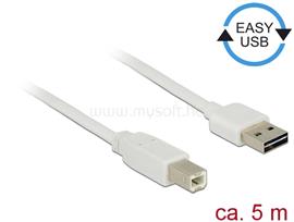 DELOCK Kábel, EASY-USB 2.0-s A-típusú csatlakozódugó > USB 2.0-s B-típusú csatlakozódugó, 5 m, fehér DL85155 small