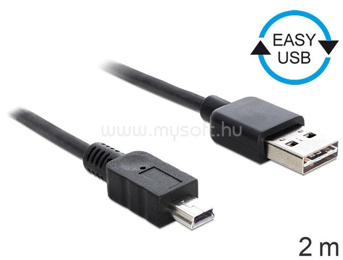 DELOCK Kábel, EASY-USB 2.0-s A-típusú csatlakozódugó > USB 2.0-s Mini-B-típusú csatlakozódugó, 2 m,