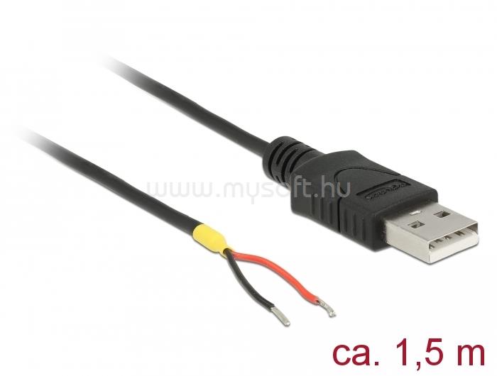 DELOCK Kábel USB 2.0 A-típusú csatlakozódugóval > 2 db nyitott vezetékkel, 1,5 m Raspberry Pi