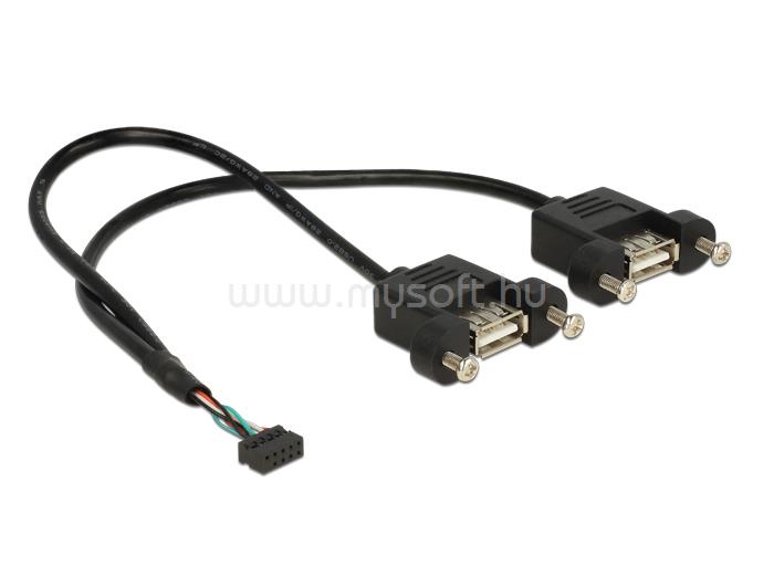 DELOCK kábel USB 2.0 tűs fejléc 2,00 mm-es 10 tűs anya>2xUSB 2.0 Type-A anya panelre szerel. 25x25cm