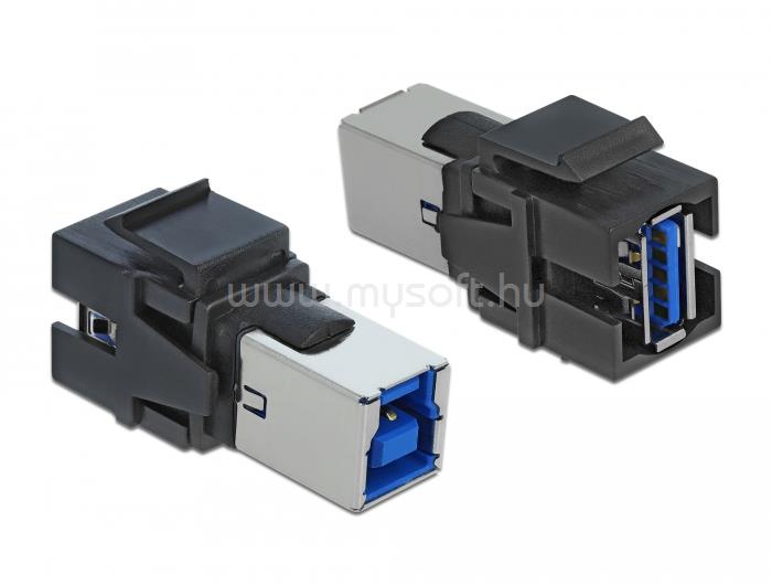 DELOCK Keystone modul, USB 3.0 A-csatlakozóhüvely > USB 3.0 B-csatlakozóhüvely, fekete