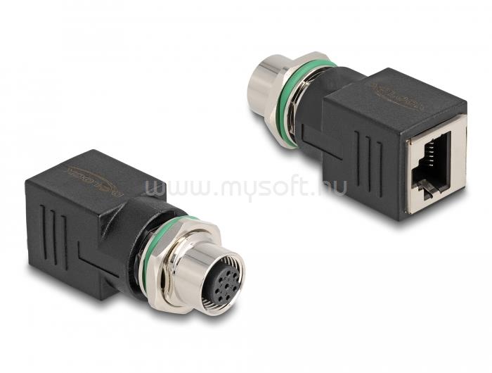 DELOCK M12 adapter A-kódolt 8 tűs anya - RJ45 anya egyenes