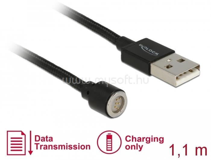 DELOCK Mágneses USB adat- és töltőkábel fekete 1,1 m