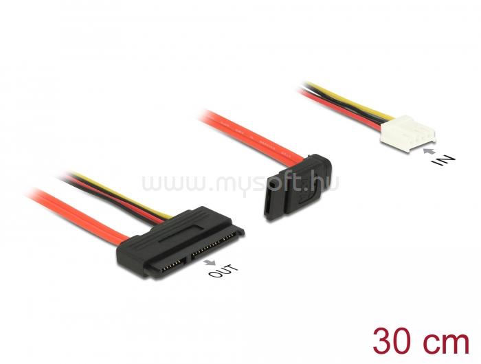 DELOCK SATA-kábel, 6 Gb/s, 7 tűs csatlakozóhüvely + 4 tűs Floppy-csatlakozóhüvely (5 V + 12 V) 