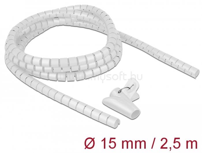 DELOCK Spirális kábelburkolat behúzó eszközzel 2,5 m x 15 mm fehér