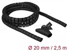 DELOCK Spirális kábelburkolat behúzó eszközzel 2,5 m x 20 mm fekete DL18836 small