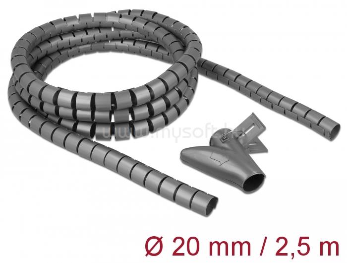 DELOCK Spirális kábelburkolat behúzó eszközzel 2,5 m x 20 mm szürke