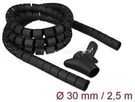 DELOCK Spirális kábelburkolat behúzó eszközzel 2,5 m x 30 mm fekete DL18838 small