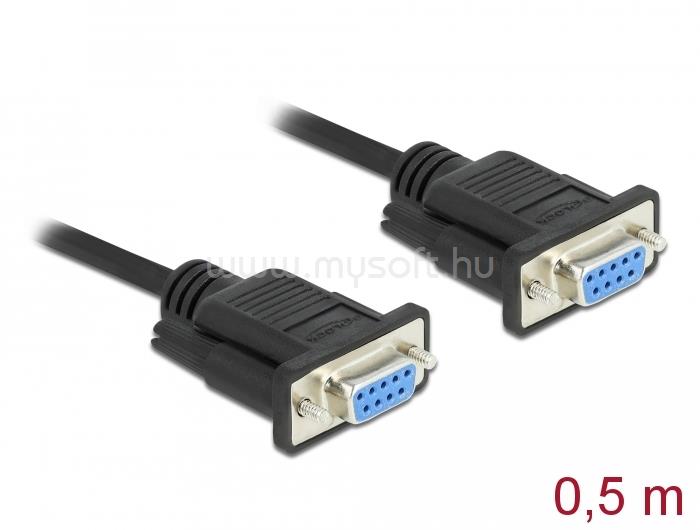 DELOCK Sub D9-es, null modemű, RS-232 soros kábel, anya-anya, 0,5 m