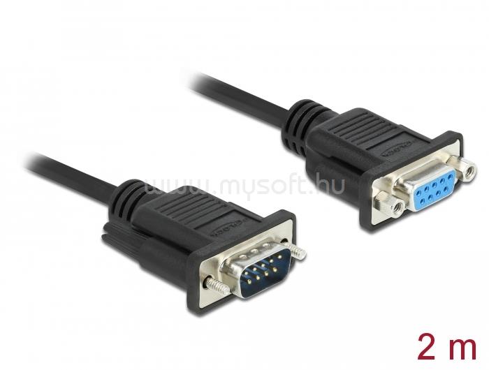 DELOCK Sub-D9-es, RS-232 soros kábel, apa-anya, 2 m