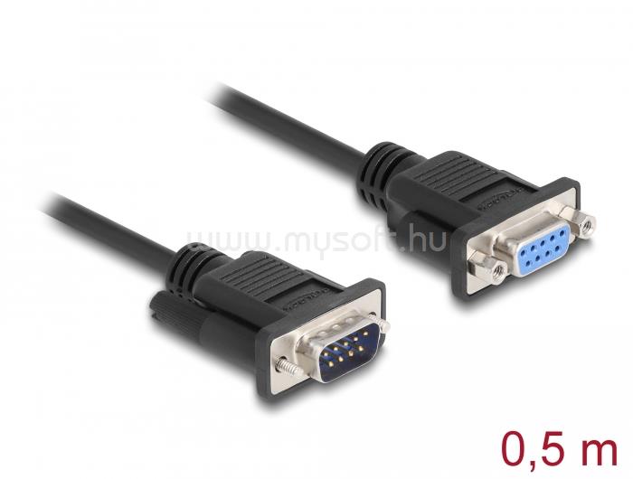 DELOCK SubD9-es, null modemű, RS-232 soros kábel, apa-anya, 0,5 m