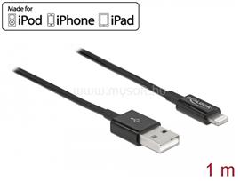 DELOCK USB - Lightning adat- és töltőkábel iPhone , iPad  és iPod  készülékhez fekete 1 m DL83002 small