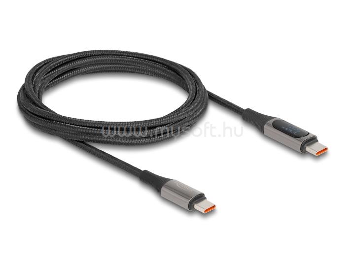 DELOCK USB 2.0 Kábel USB Type-C  apa - apa csatlakozóval tápmérővel, PD 3.0 100 W, 2 m