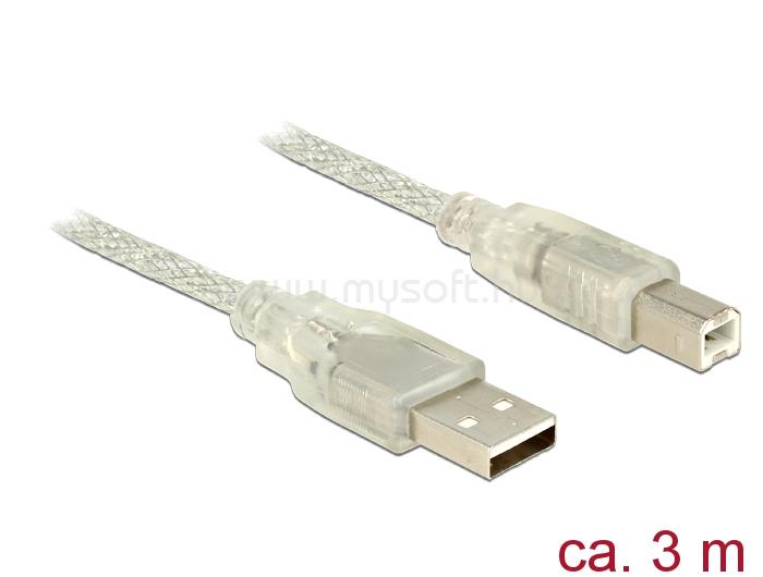 DELOCK USB 2.0-s kábel A-típusú csatlakozódugóval > USB 2.0-s, B-típusú csatlakozódugóval, 3 m