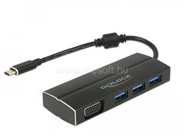 DELOCK USB 3.1 Gen 1 adapter USB Type-C tápfeszültségporttal, 3 x 3.0 A-típusú USB kapcsolódási pont DL63932 small