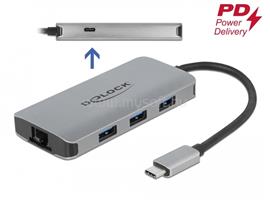 DELOCK USB 3.2 Gen 1 hub 4 porttal és Gigabit LAN-nel, valamint PD-vel DL63252 small
