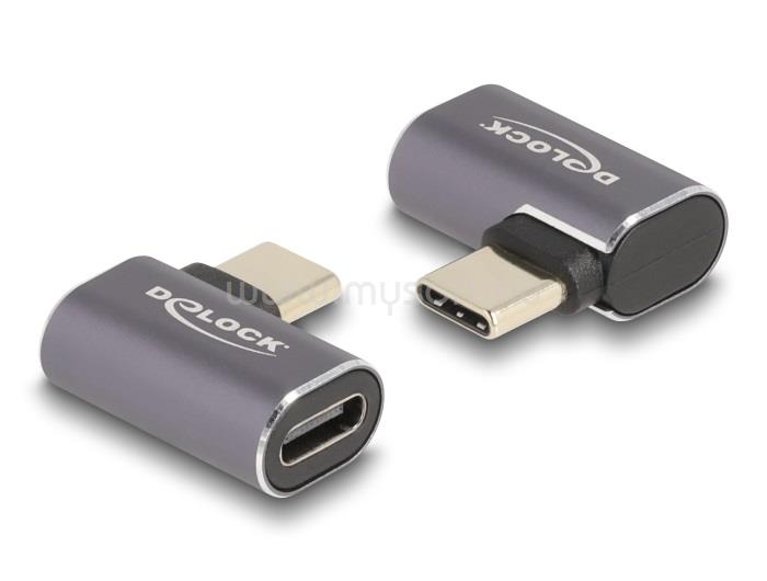 DELOCK USB Adapter 40 Gbps USB Type-C PD 3.0 100 W csatlakozódugóval - csatlakozóhüvellyel, ívelt bal / jobb 8K 60 Hz fém