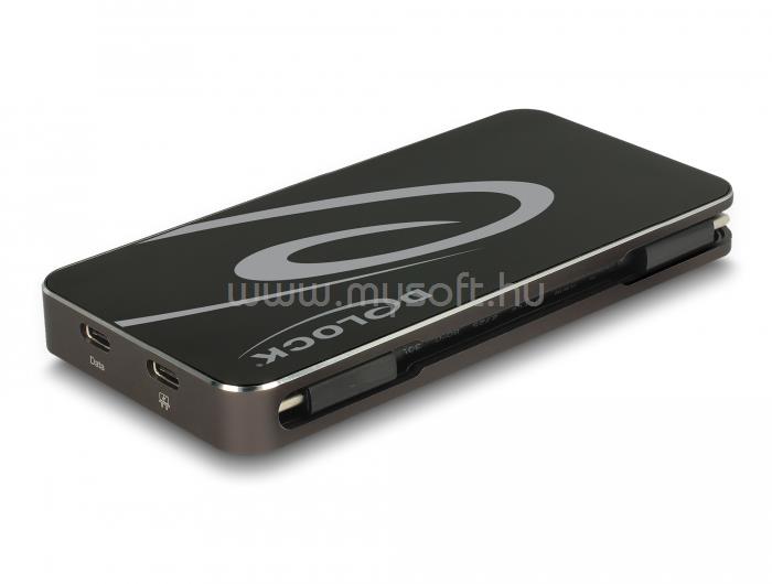 DELOCK USB Type-C  3.2 dokkolóállomás 4K HDMI DP / 1080p VGA, USB Hub és PD 3.0