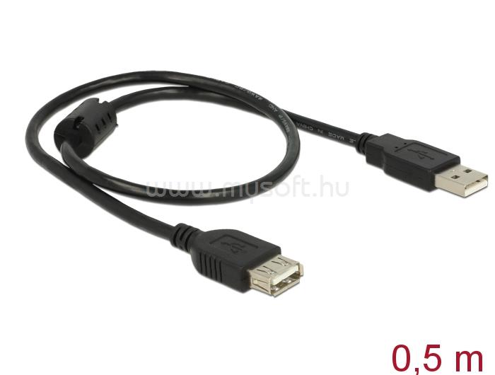 DELOCK USB2.0 hosszabító kábel A-tip. dugó > A-tip aljzat csatlakozókkal, 0.5m