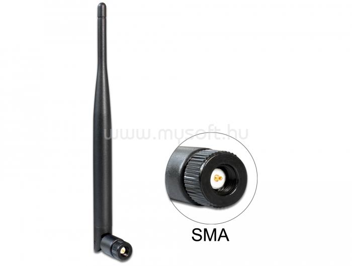 DELOCK WLAN antenna 802.11 ac/a/b/g/n SMA 4 - 5 dBi minden irányú csatlakozás (fekete)