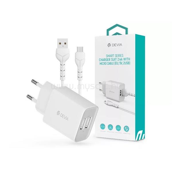 DEVIA ST364020 5V/2.4A Smart 2xUSB Hálózati töltő adapter + 1 m Micro USB kábel