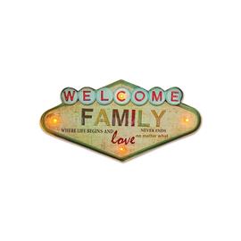 FOREVER LIGHT RETRO metál LED dekorációs lámpa WELCOME FAMILY, USB, 5V, falra akasztható RTV100463 small