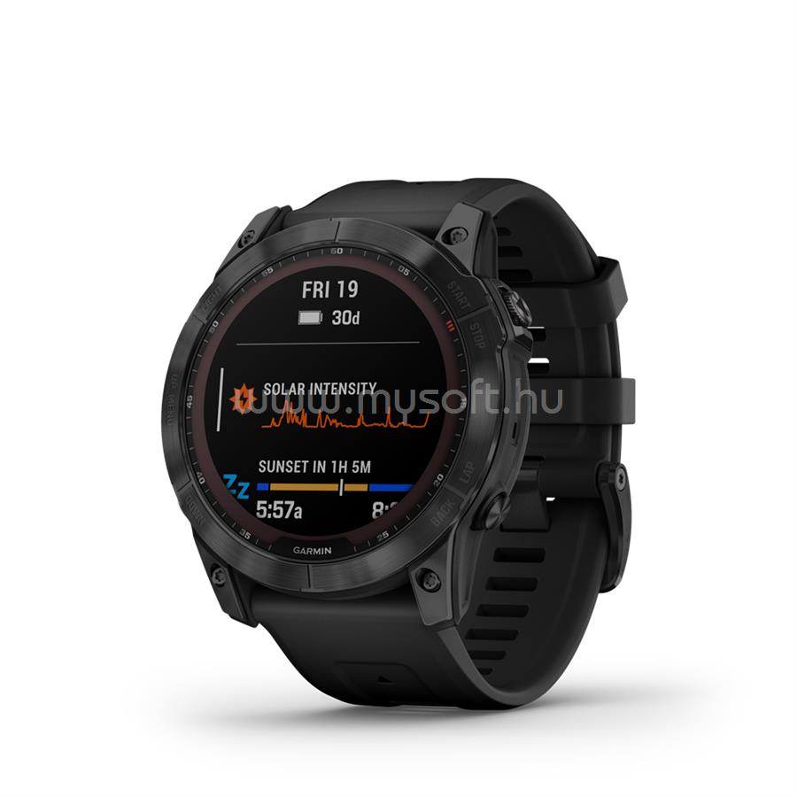 GARMIN fenix 7X okosóra Saphire fekete Ti fekete szilikon szíjjal (Solar)