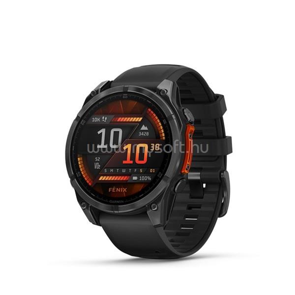 GARMIN fenix 8 47mm AMOLED okosóra fekete szilikon pánttal (sötétszürke)