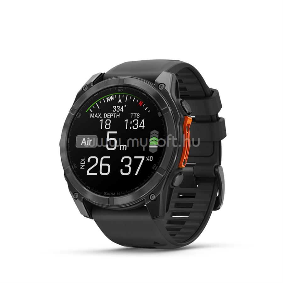 GARMIN fenix 8 51 mm okosóra fekete szilikon szíjjal (sötétszürke)