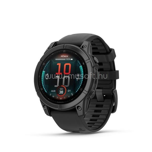 GARMIN fenix E AMOLED (47mm) szilikon pántos okosóra (fekete)