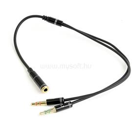 GEMBIRD 2db Jack stereo 3,5mm -> Jack stereo 3,5mm (4pin) M/F adapter 0.1m fekete CCA-418M small