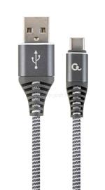 GEMBIRD CC-USB2B-AMCM-1M-WB2 Premium cotton braided Type-C USB charging and data cable 1m grey/white CC-USB2B-AMCM-1M-WB2 small