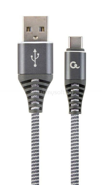 GEMBIRD CC-USB2B-AMCM-1M-WB2 Premium cotton braided Type-C USB charging and data cable 1m grey/white