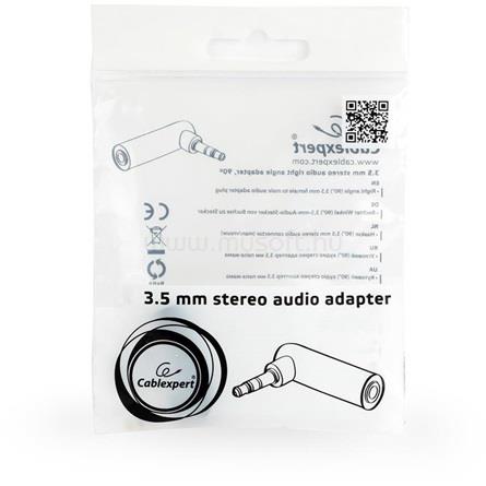 GEMBIRD Jack stereo 3,5mm M/F adapter fekete 90°